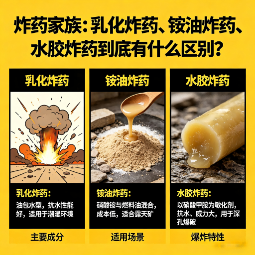 伊通炸药家族：乳化炸药、铵油炸药、水胶炸药到底有什么区别？
